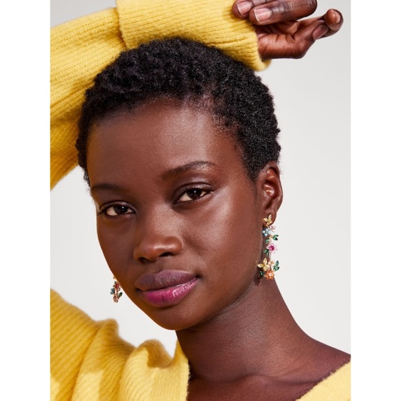 KATE SPADE • New Blossom Linear Flower Crystal Earrings - Picture 3 of 4